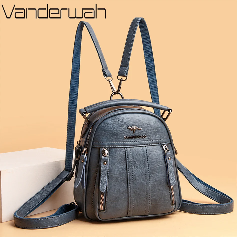 Mini Backpack Purse - 4-in-1-Lederrucksäcke, multifunktionale weibliche Umhängetasche, modischer Damen-kleiner