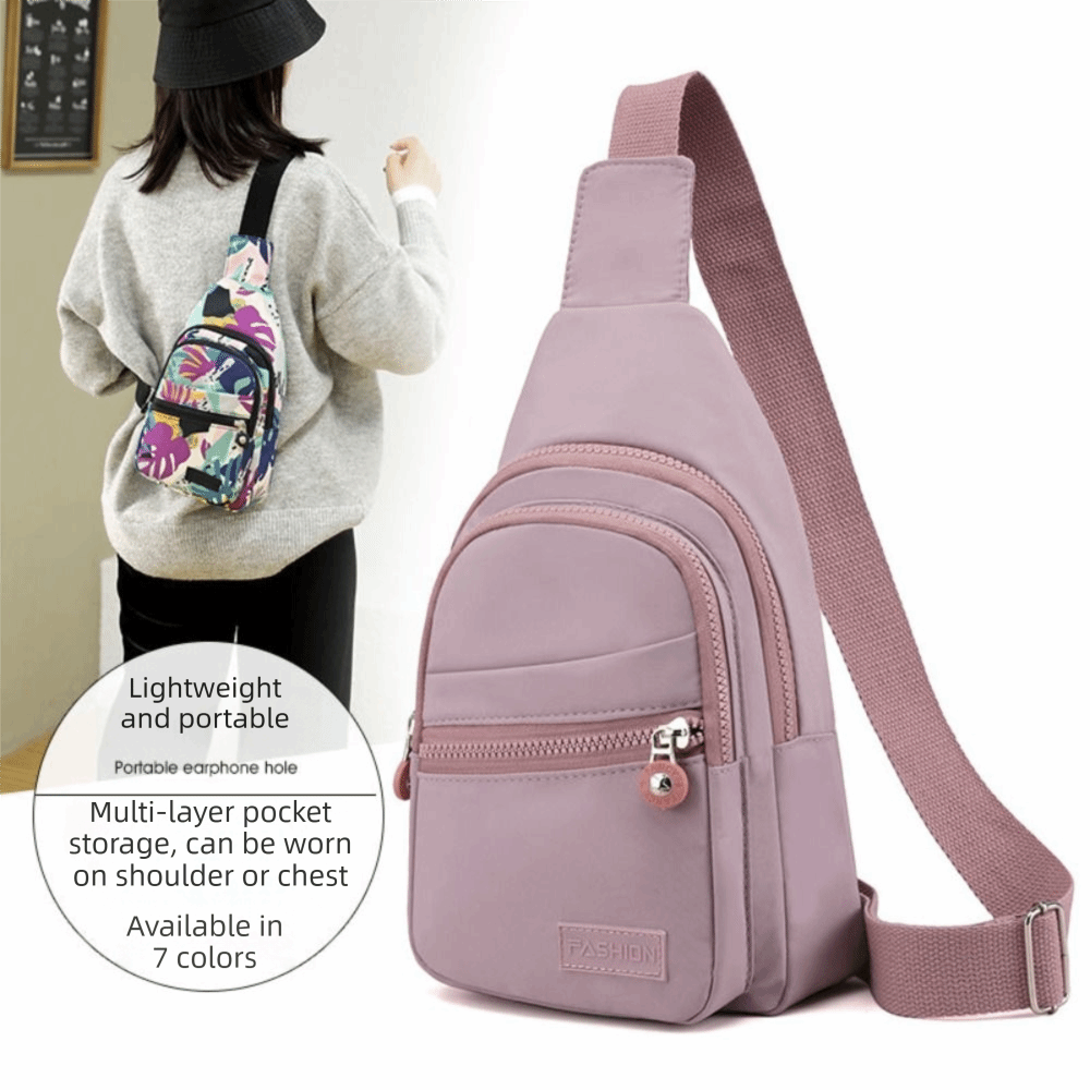 Sling Backpack Shoulder - Nylon Damen Brusttaschen Wasserdichte Reißverschluss-Brusttasche Leichter