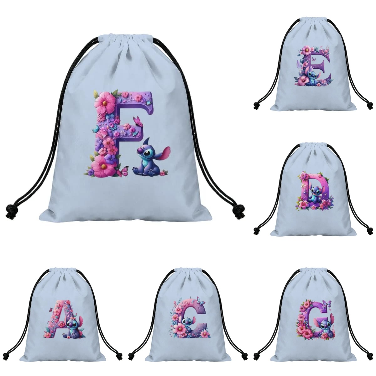 Cartoon-Stich A-Z Alphabet Blu – Drawstring Gym Bag Bewertung und Preis