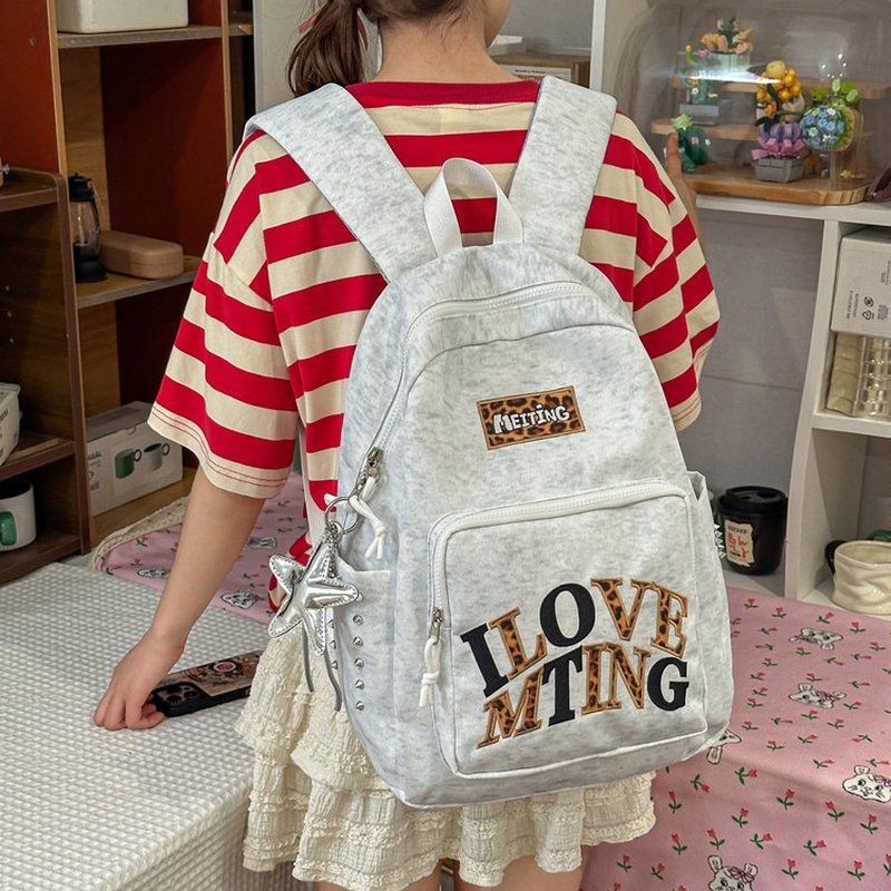 Y2K Grauer Rucksack für Frauen – School Backpack Teen Bewertung und Preis